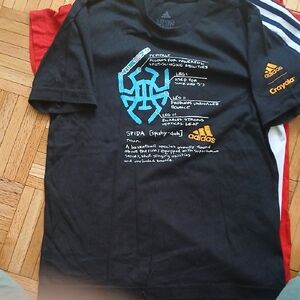 adidas Black Tee with Blue and Orange Graphics